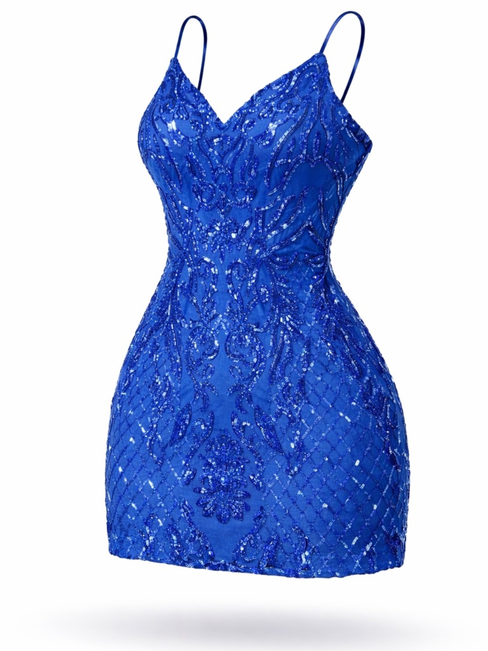 B Darlin Royal Blue Sequin V-Neck Mini Dress